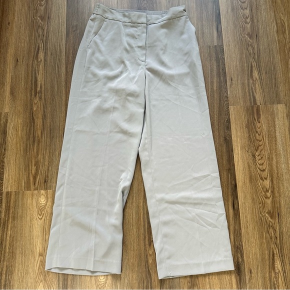 Quince Womens Stretch Crepe Wide Leg Pants Flat Front Gray 14 Office Drapey 30” - Picture 1 of 9